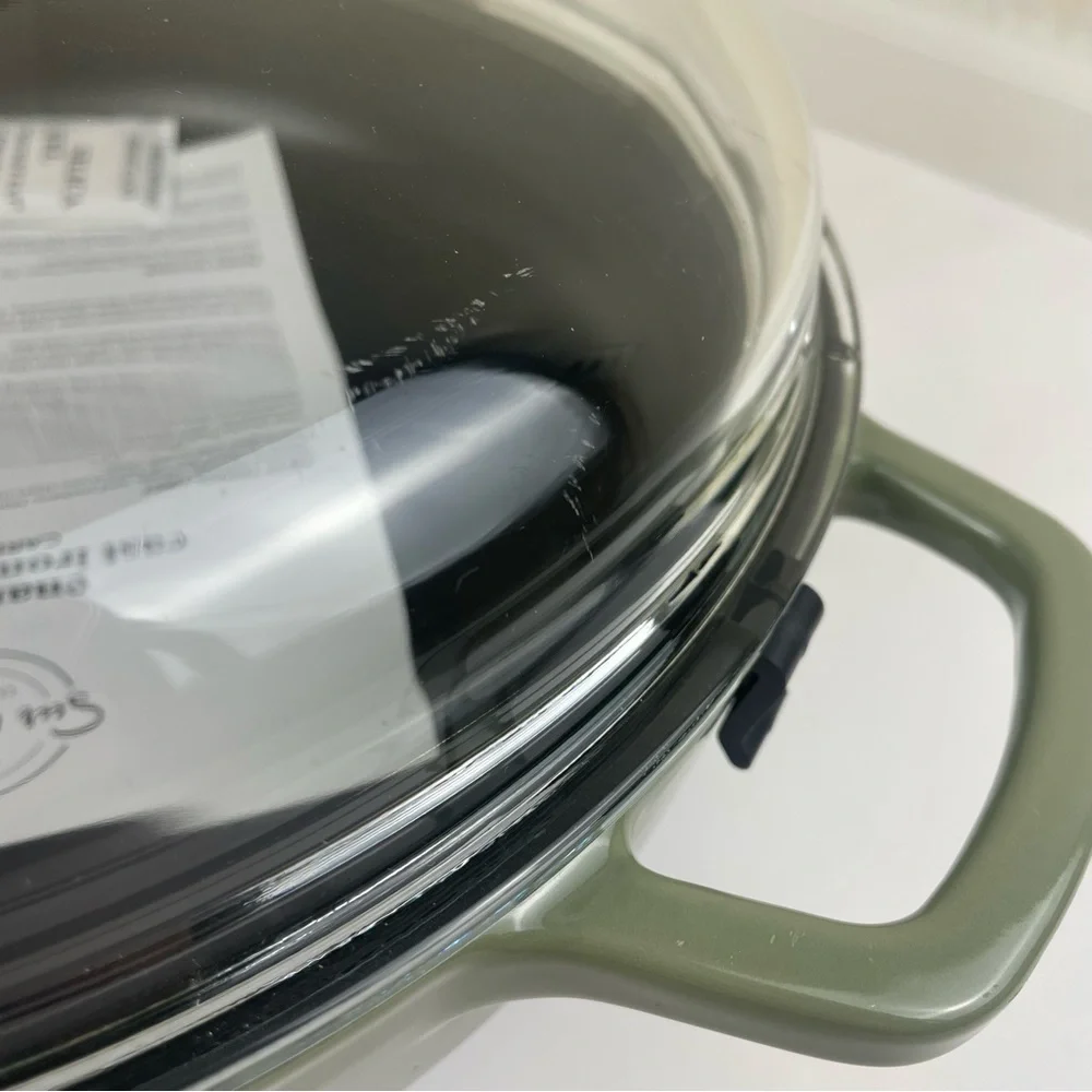 Sur La Table 3.75 Qt Enamel Cast Iron Braiser Pan W/ Glass Lid Green NEW